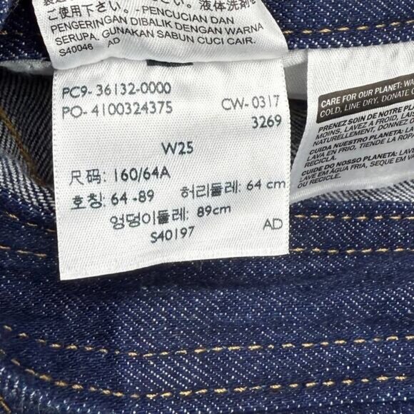 LEVI'S Orange Tab Overalls Jumpsuit Sz 25 Blue Raw Fringe Hem - Picture 10 of 14